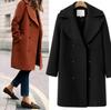 European & American Large Size Women's Double-Breasted Woolen Coat, Medium-Length Trench for Autumn & Winter