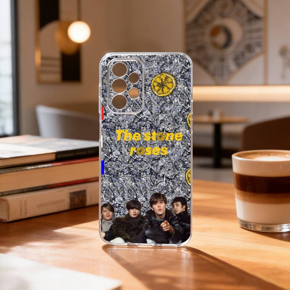 The S-Stone R-Roses Band Phone Case For Samsung S25,S24,S21,S22,S23,S30,Ultra,S20,Plus,Fe Transparent Cover
