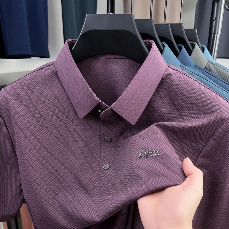 Men's Polo Shirt Lapel Short Sleeve T-Shirt Summer Exquisite Chest Badge Design Business Handsome Menswear