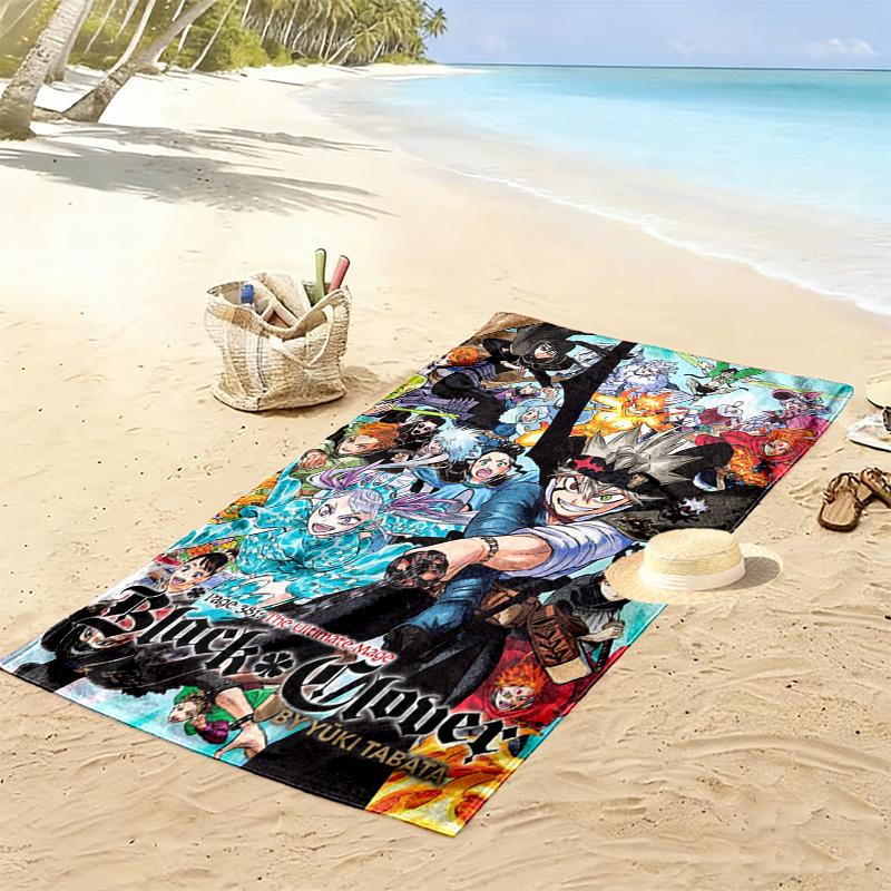 Anime Black Clover Print Beach Towel, Large Soft Quick Dry Towel for Beach Camping Swimming