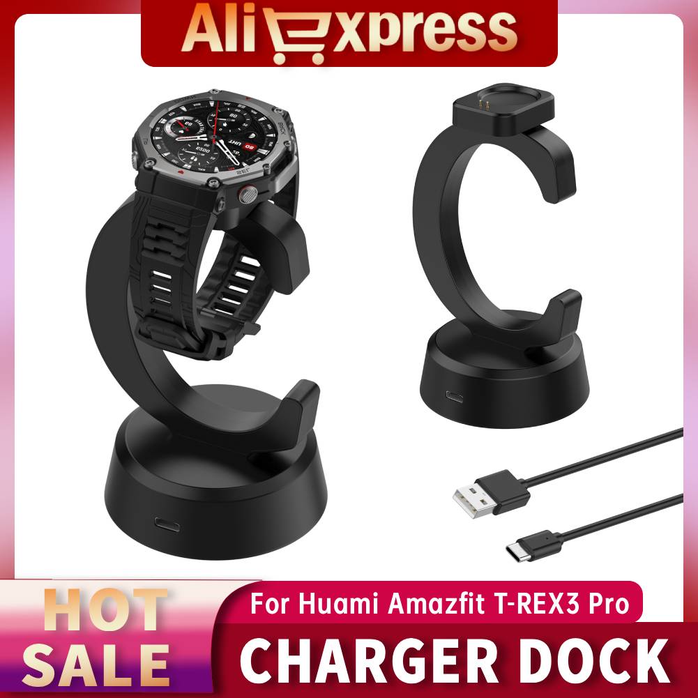 Dla Huami Amazfit T-REX3 Pro Adapter Stacja Ładowania USB Antypoślizgowa Lekka Ładowarka do Zegarka Odporna na Zużycie Precyzyjny Adapter Ładowarki