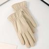 Soft Black Thickened Gloves  Beige Finger Mittens PU Anti-cold Gloves  Outdoor Sport