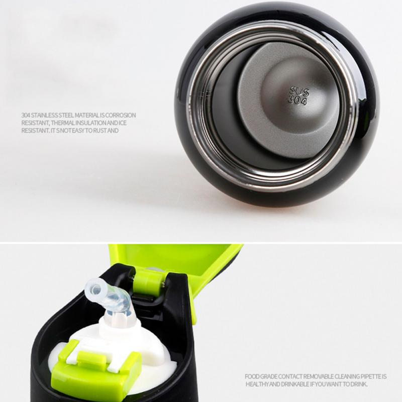 500ml Stainless Steel 304 Thermos Cup Bouncing Cover Straw Vacuum Portable Kettle For Cycling