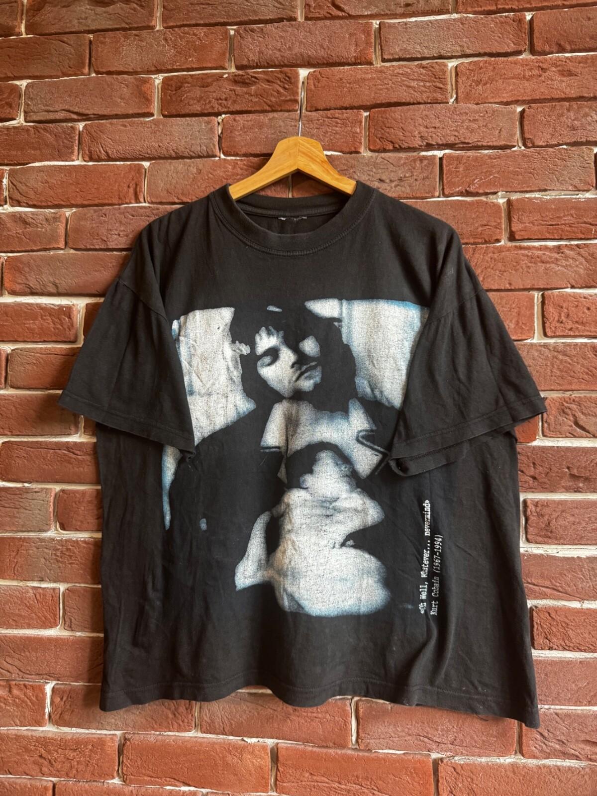Rare 90s Nirvana Nevermind Kurt Cobain Grunge Vintage Tee L black Unisex T-Shirt M