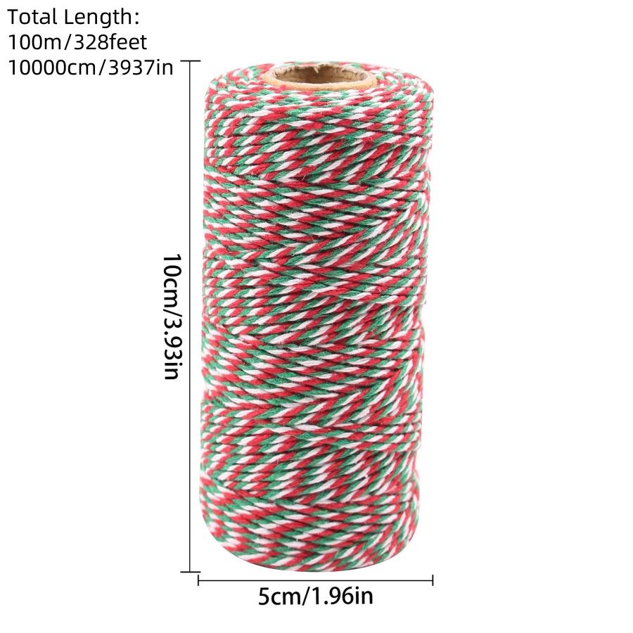 1pc Noël Rouge Blanc Vert Emballage Corde de Coton Emballage Cadeau Magasin Fête de Noël DIY Corde d'Étiquette Décorative Corde d'Emballage