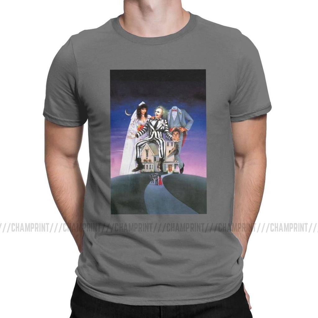 Beetlejuice Movie Poster Men T Shirts Horror Casual Tee Shirt Short Sleeve Crew Neck T Shirt