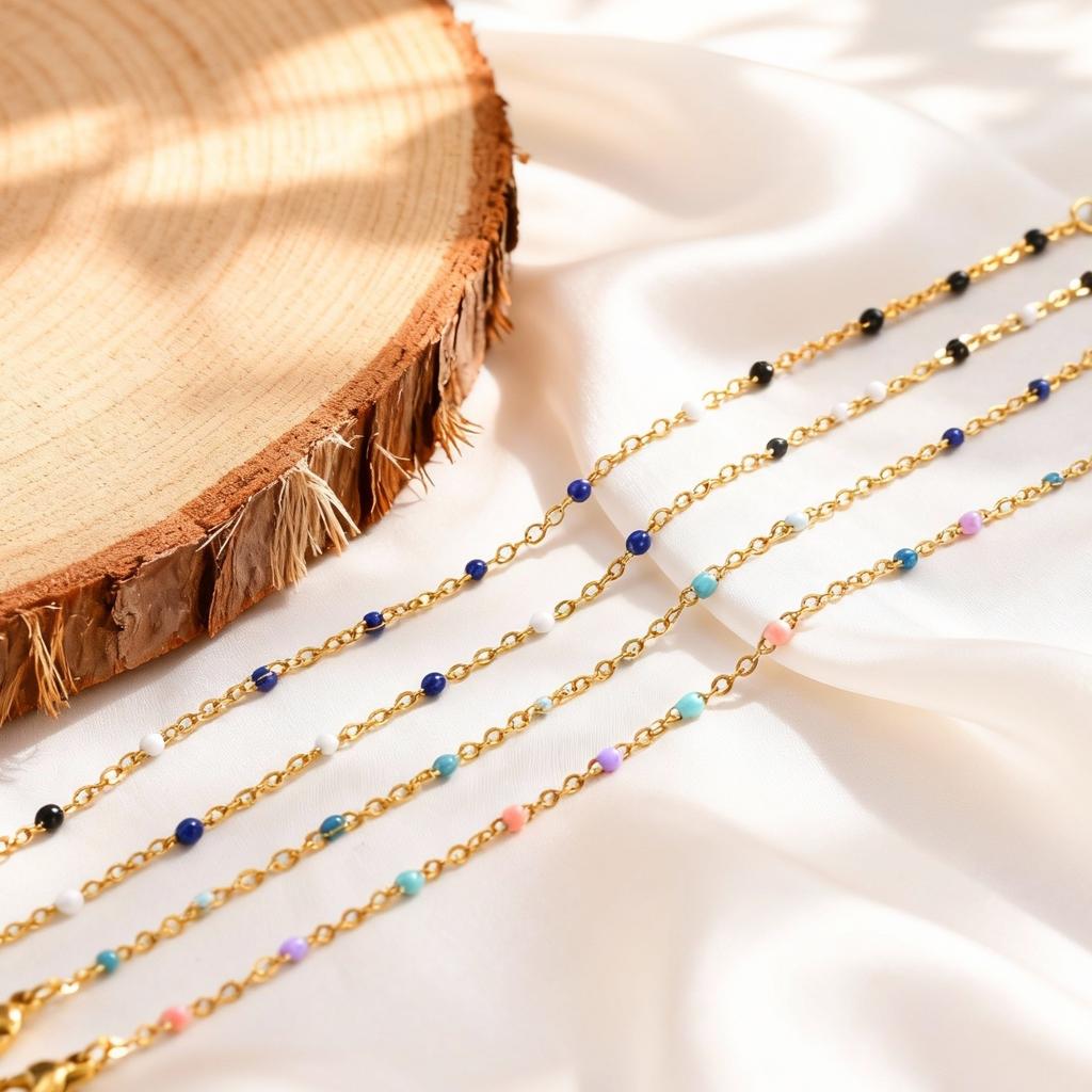 Chic Beads Link Cable Chain Bracelets Colorful Chains Bracelet for Women Waterproof Wrist Jewelry Gifts