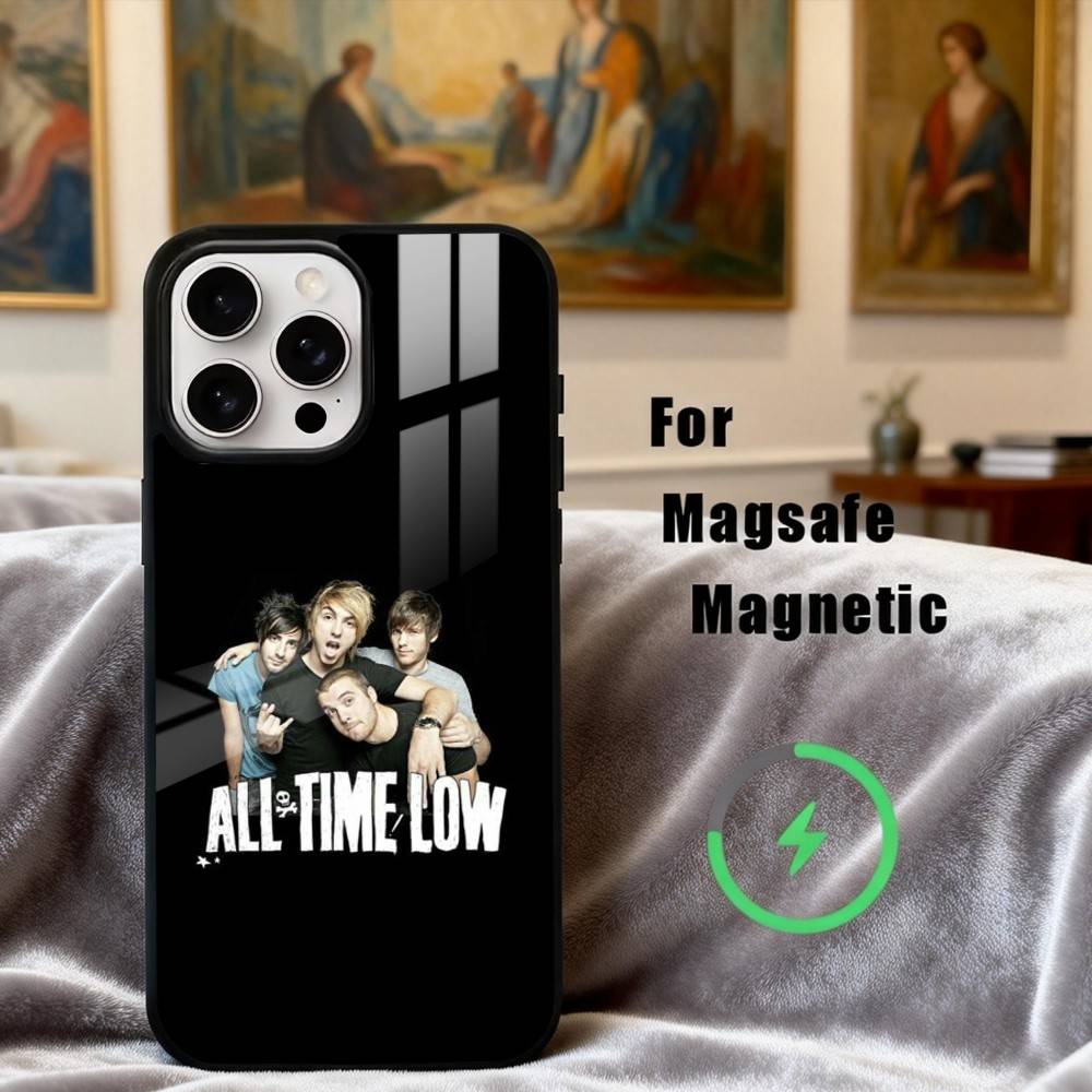 Punk A-All Time Low Band Phone Case For iPhone17,16,15,14,13,12,11 Plus,Pro Max Magnetic For Magsafe Wireless Charging