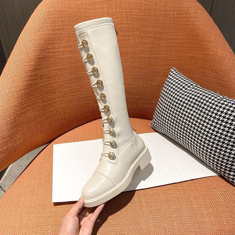 Xiaoxiangfeng but knee boots women's 2025 autumn and winter new thin Internet celebrity badge knight boots medium and high elastic boots
