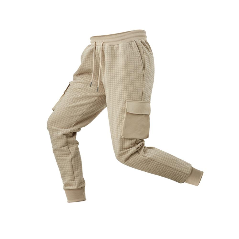 New Men's Sports Thick Multi Pocket Jacquard Small Square Casual Work Pants Men Clothing Streetwear Men Cargo Pants