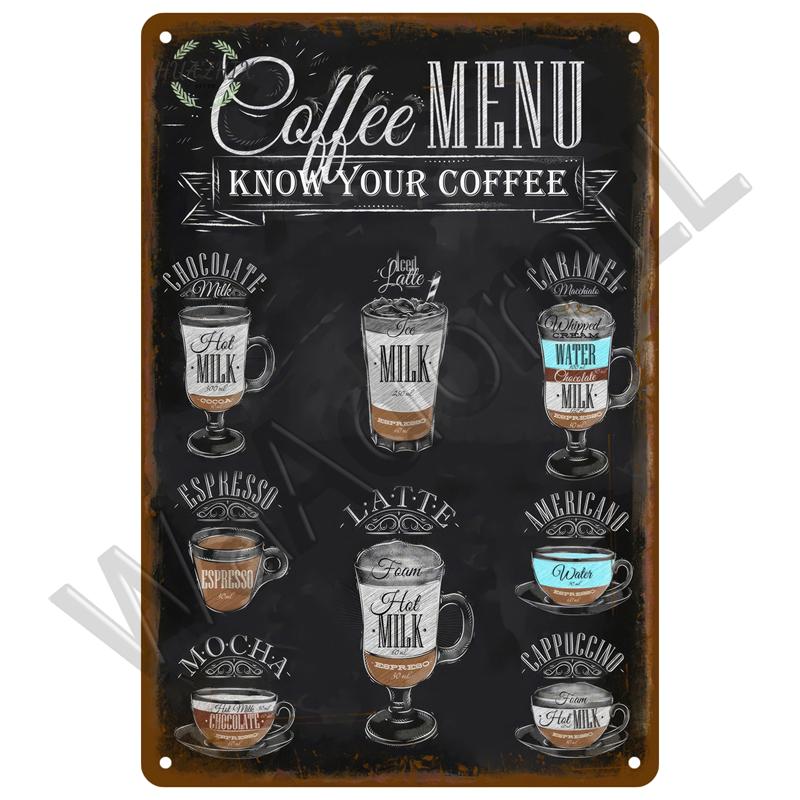 Placa de metal vintage para decoración del hogar, letrero de hojalata para café, pósteres de arte de pared retro para cocina, bar, decoración de pintura de hierro, cafetería