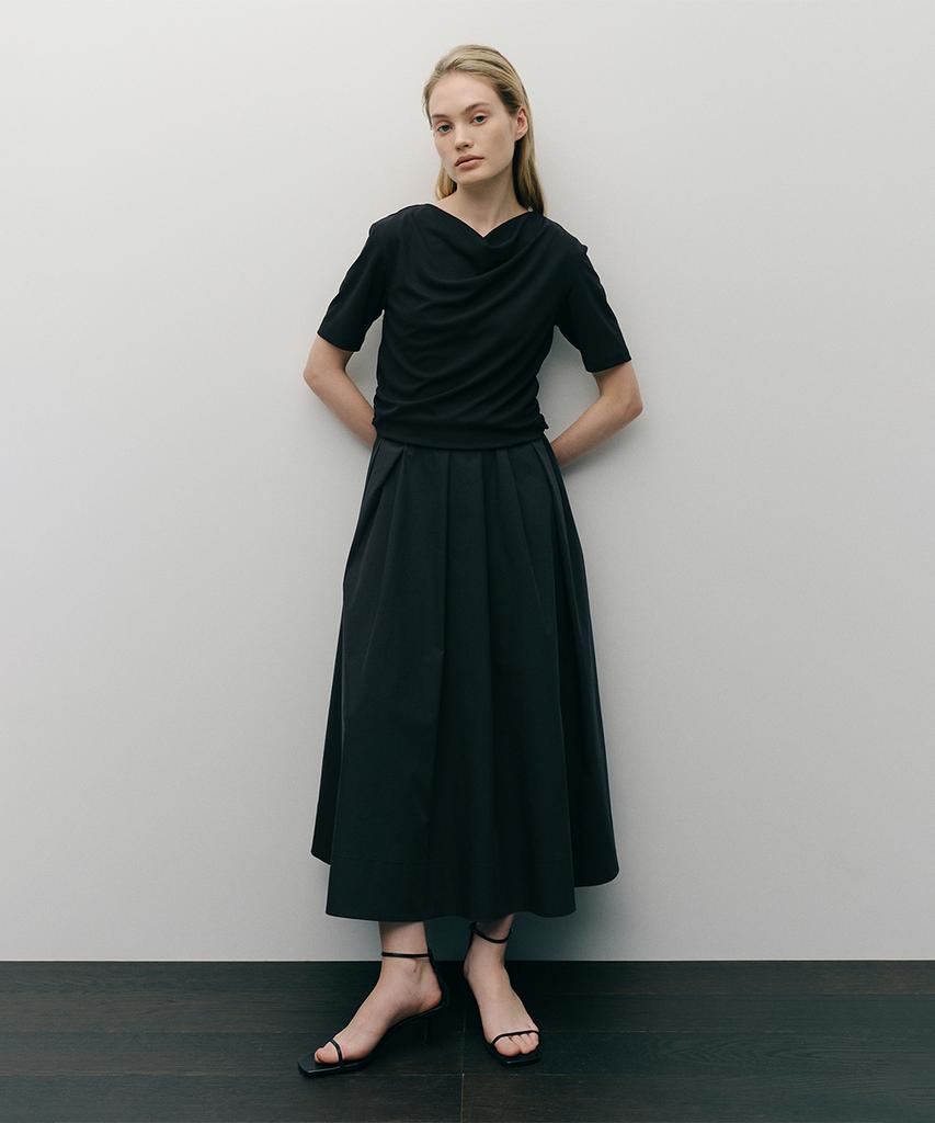 Ia Drape Flare Dress (Black)