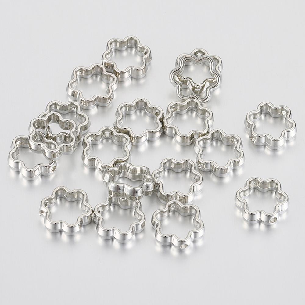50 Stück Zweiloch CCB Blume Rahmen Abstandshalter Perlen DIY Halskette Armband Ohrringe Verbinder Anhänger Schmuckzubehör