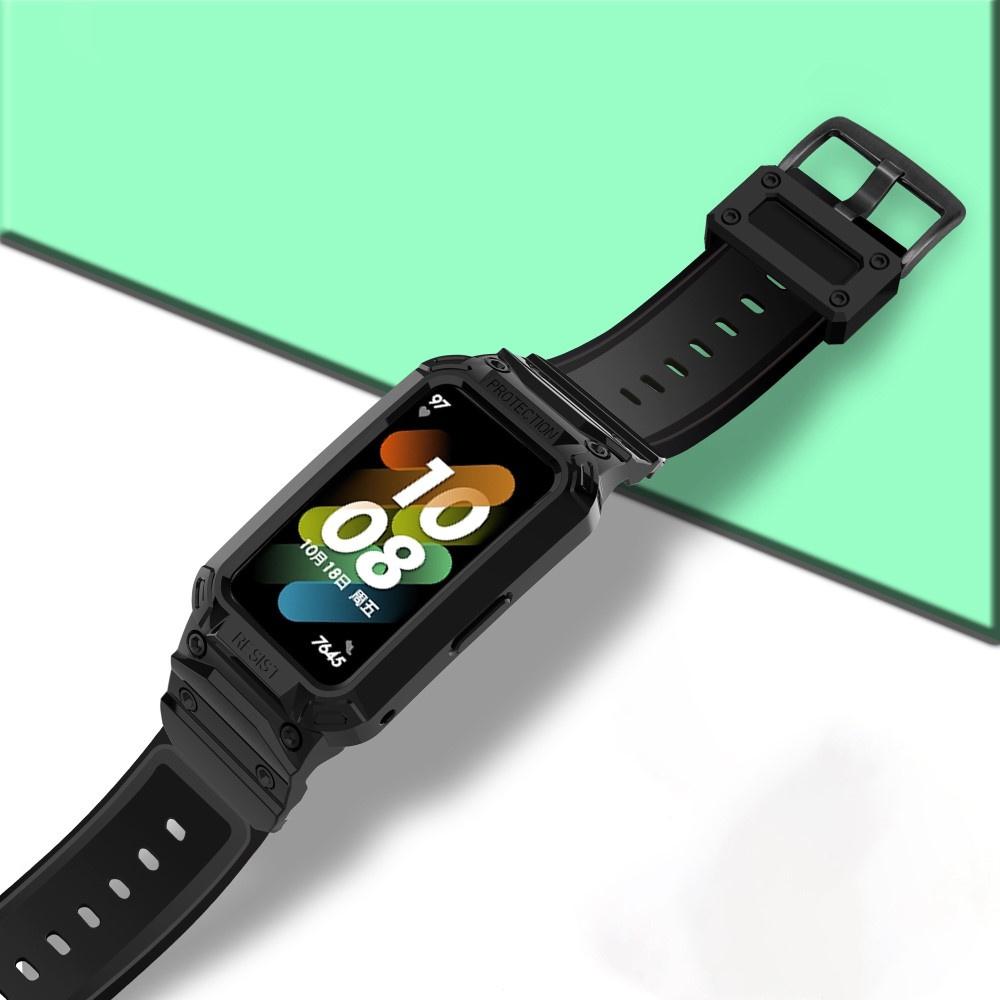 Armband mit Hülle für Huawei Band 6 / Huawei Band 7, Schwarz