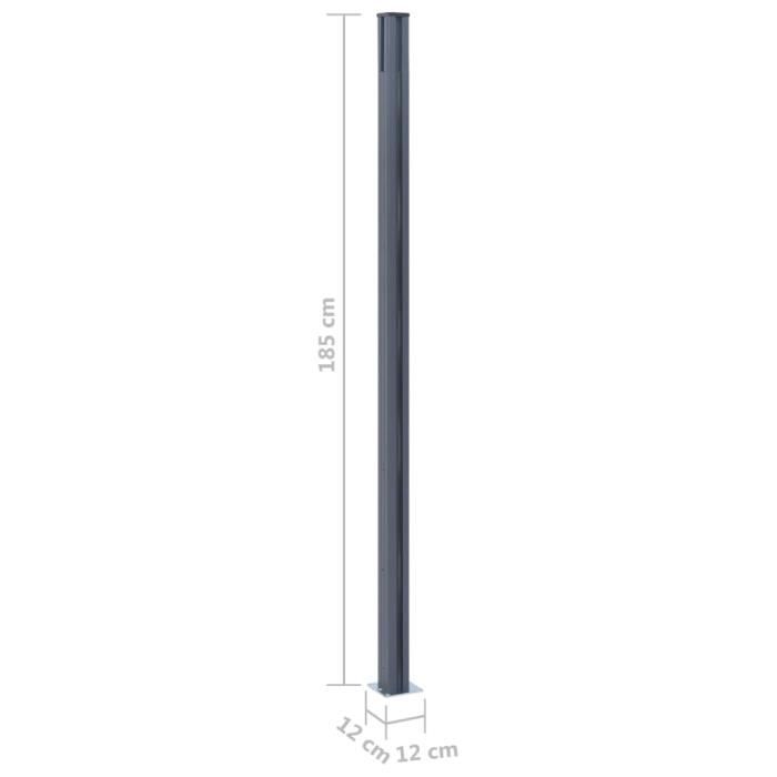 VidaXL Poteaux de clôture 3 pcs Gris foncé 185 cm Aluminium