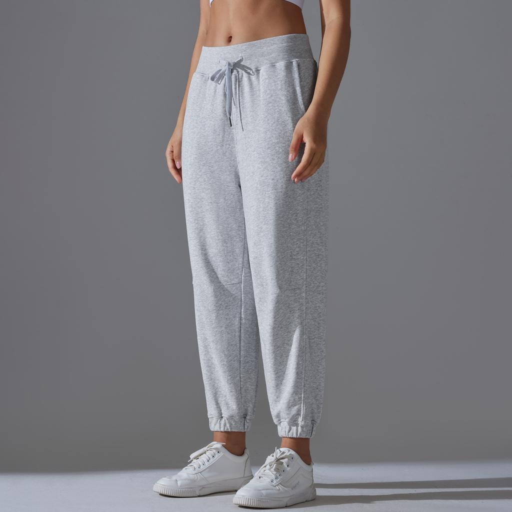 European and American New Drawstring Leggings Women's Casual Loose Sports Pants Yoga Fitness Running Pocket Pants Home Sweatpants