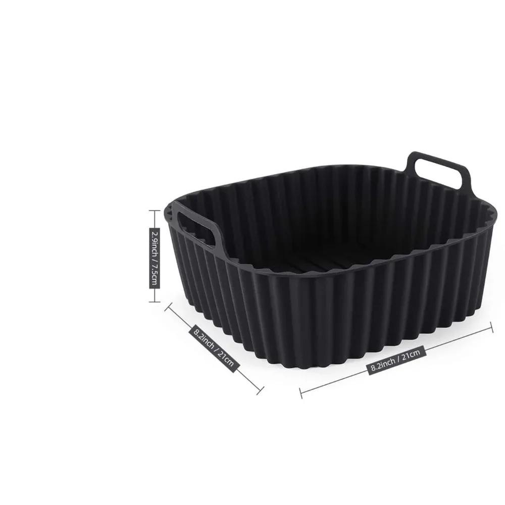 Reusable Air Fryer Silicone Liners Square Non Stick Basket Mat for 4-7QT Air Fryer Oven Microwave Baking Airfryer Accessories