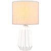Table Lamp, Ceramic Base, Linen Shade, Switch, E27 Socket, White and Beige