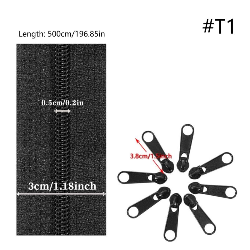 Zippers Repair Kits #3 #5 Sewing Zippers Nylon Coil Zippers for DIY Sewing Craft Clothes Bag Purse Making Supplies