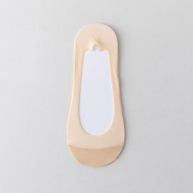 

Женские летние тонкие хлопковые носки с сеткой, дышащие, невидимые, силиконовые, с нескользящей пяткой 1 pair телесный