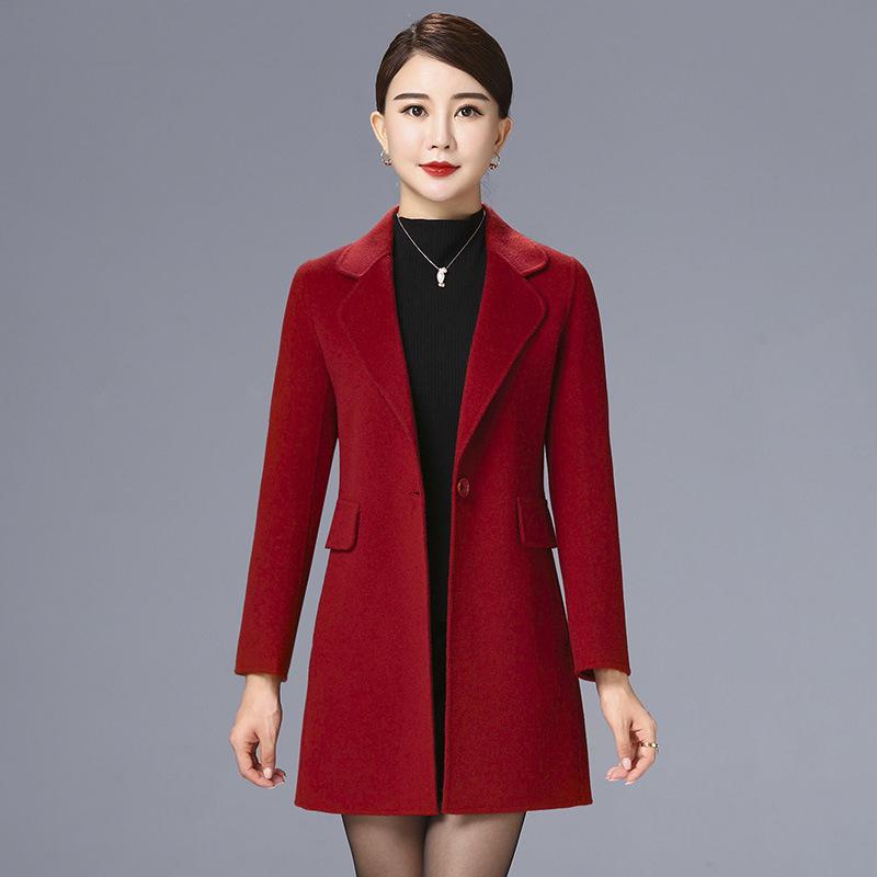 

Double-Sided Wool Coat: 2025 Autumn/Winter Women s Mid-Length, Slimming, Stylish Waist-Tailored Design. S