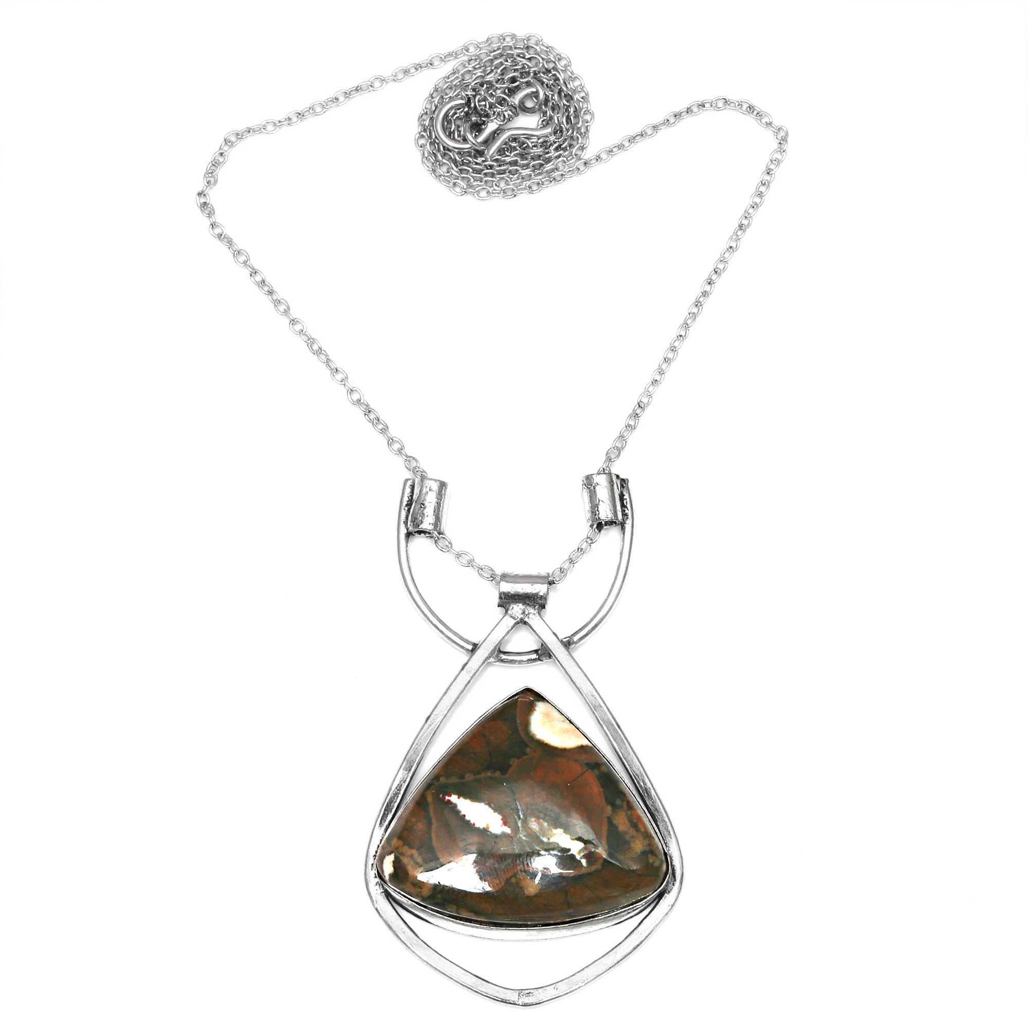 

Серебряное ожерелье с драгоценным камнем Rainforest Jasper ко Дню матери, 20 дюймов