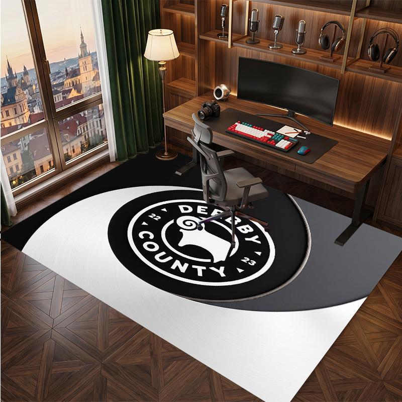 Tappeto in Velluto di Cristallo con Stampa del Derby County Football, Comodo Assorbente d'Acqua Antiscivolo Tappeto per Pavimenti Interni