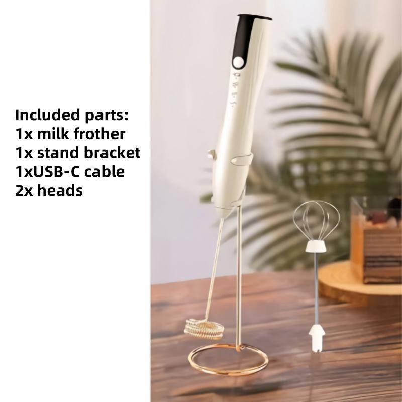 

Перезаряжаемый электрический миксер для яиц со стойкой-подставкой, 3 регулируемые скорости, ручной, портативный пенообразователь, кухонные многофункциональные гаджеты белый