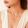 Ying Tai Women's Heart Pendant Necklace, Stainless Titanium Steel, Zircon Crystal, High Polish 18K Gold, Waterproof and Fashionable.