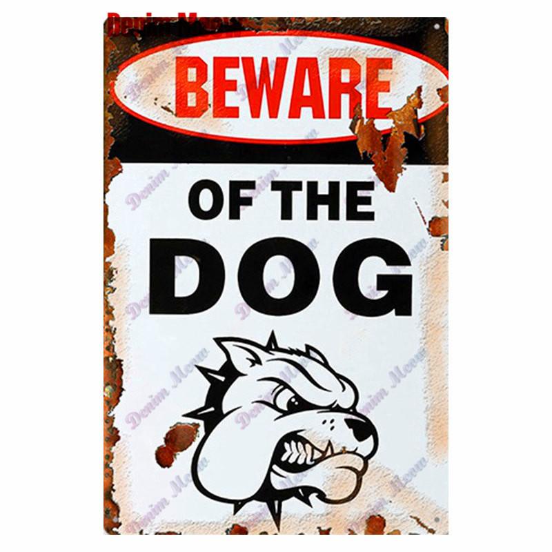 Vintage Beware of Dog, Metal Sign, Warning Danger, Protected Pit Bull Dog, No Bal, Wall Decor, Private Area Decoration, WY45