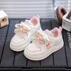 2026 Spring Girls' White Sports Shoes with Bow Knot - Trendy Casual Sneakers for Kids and Teens