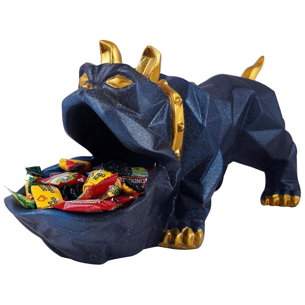 Bulldog Design Storage Holder Showpiece for Home Decorative Item, Animal Figurines for Home Shelves Decor Showpiece (6 inch Size, Black),, Resin