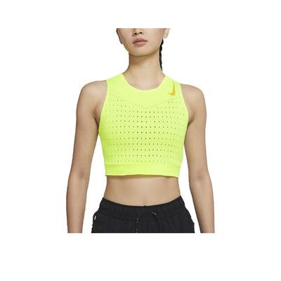 Top Esportivo com Logo Color Block para Corrida de Secagem Rápida Respirável Feminino Amarelo Fluorescente CZ9384-702