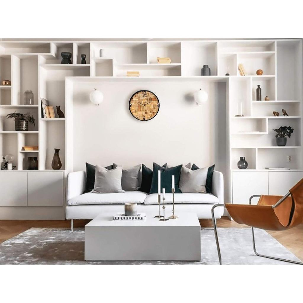 Designové analogové kulaté nástěnné hodiny se sklem pro domov/kuchyň/obývací pokoj/ložnici/kancelář,