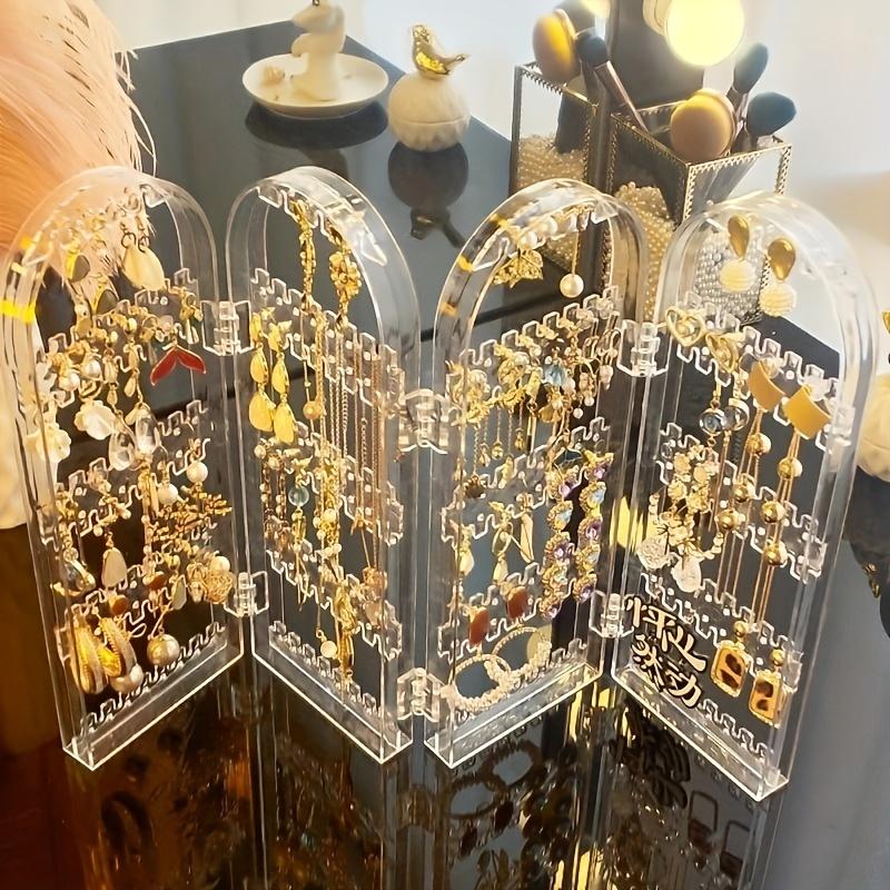 

Foldable Jewelry Display Stand, Two Fan Door Jewelry Display Stand, Creative Screen Jewelry Stand Necklace Storage Rack чистый