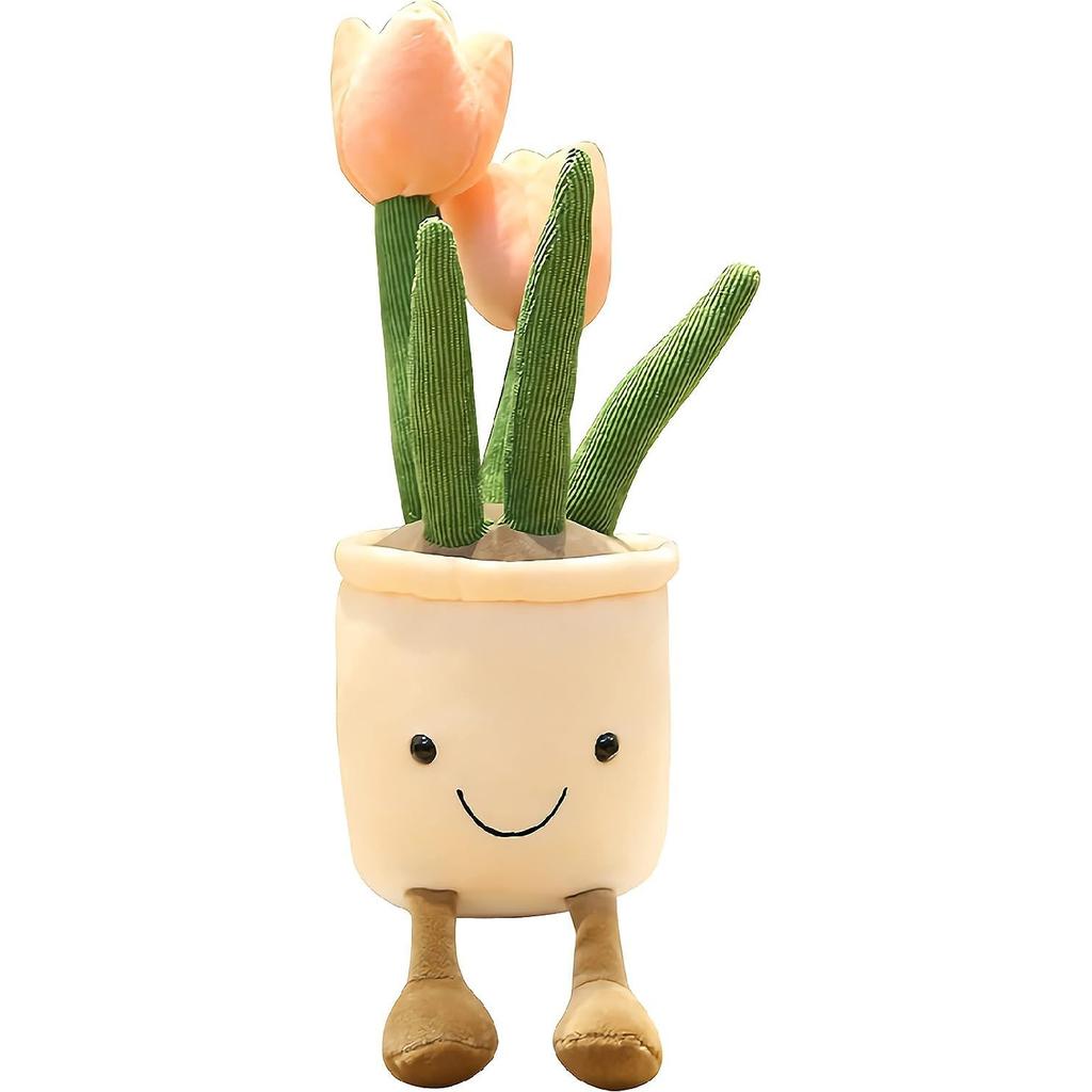 Pink Tulip Plush Toy - 13.7" Cute Flower Pillow & Stuffed Animal, Plant Plushies for Nature Room Decor