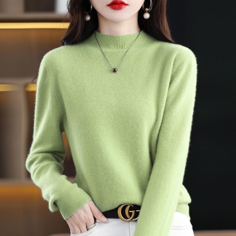 Damen Halbrollkragenpullover, Qinghe Kaschmir, 30% Kaschmir 70% Wolle, Winter Strickpullover Herbstpullover Kaschmirpullover