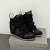 Neue, innere Höherschuhe Damen High-Top Farbkombination Runde Spitze Flachsohle Freizeitschuhe Vielseitige Klettverschluss Sneaker Damen