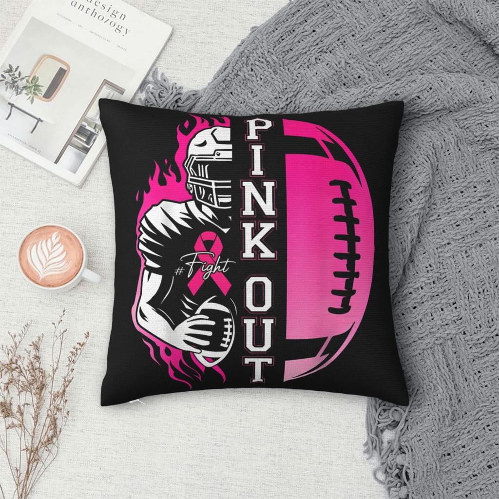 Fußball Pink Out Team Brustkrebs-Aufklärung Monat Damen Kissenbezüge Sofakissenbezug Heimdekoration Dekokissenbezug