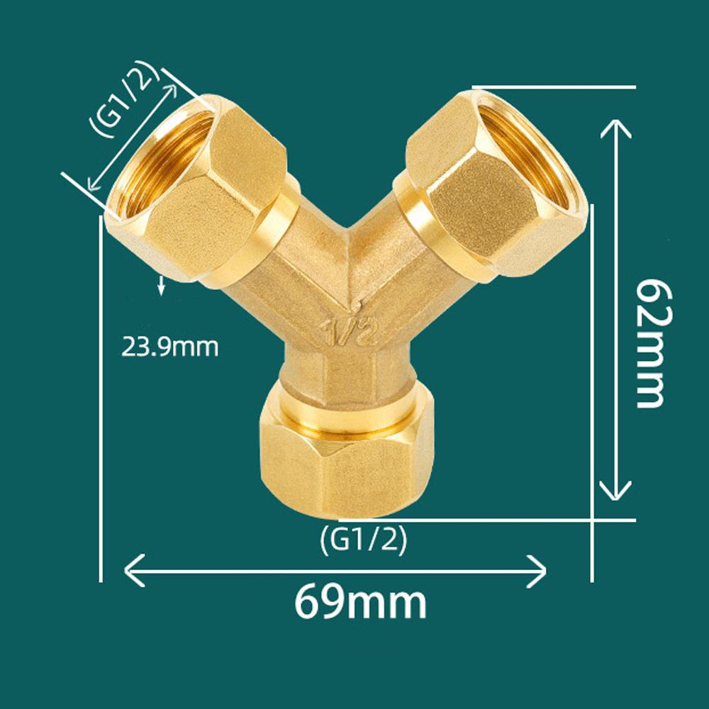 Raccordo a Y in ottone H58 Filettatura BSPP da 1/2" 3/4" Riduttore equalizzatore Giunto di unione ispessito Adattatore per acqua/gas Connettore