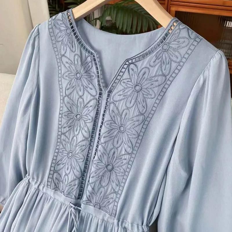 Skirt for Woman Summer Plus Size Loose Floral Vintage Solid Colours Skirt Casual Printed Soft Long Holiday Dresses