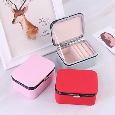 1ks mini přenosná šperkovnice Jednoduchý úložný box na šperky Pu Šperky