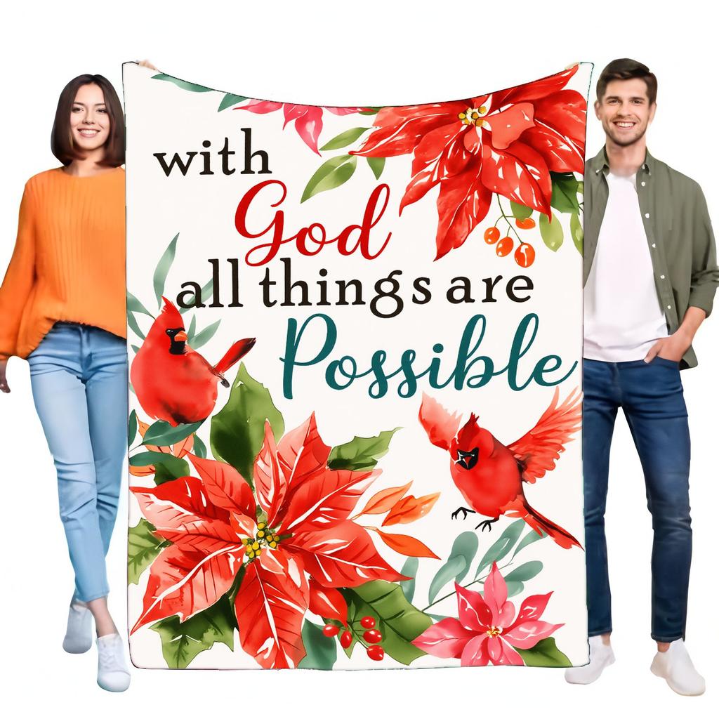 Cozy Inspirational Throw Blanket with Vibrant Floral Design and Uplifting Quote, Perfect for Home Decor, Soft Warm Fabric, Ideal