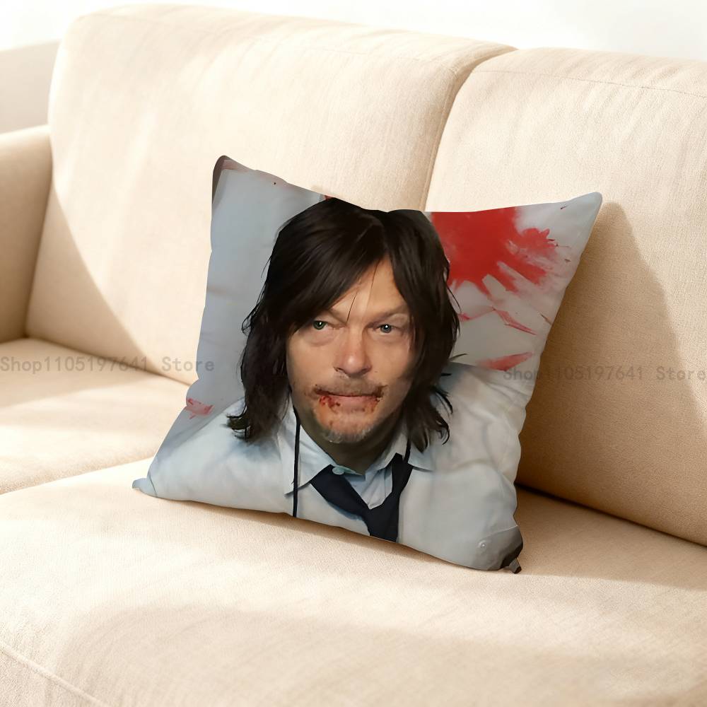 Norman Reedus W-Walking D-Dead American Celebrity Merchandise All-Match Printed Pillow Case Sofa Car Room Decoration Protector