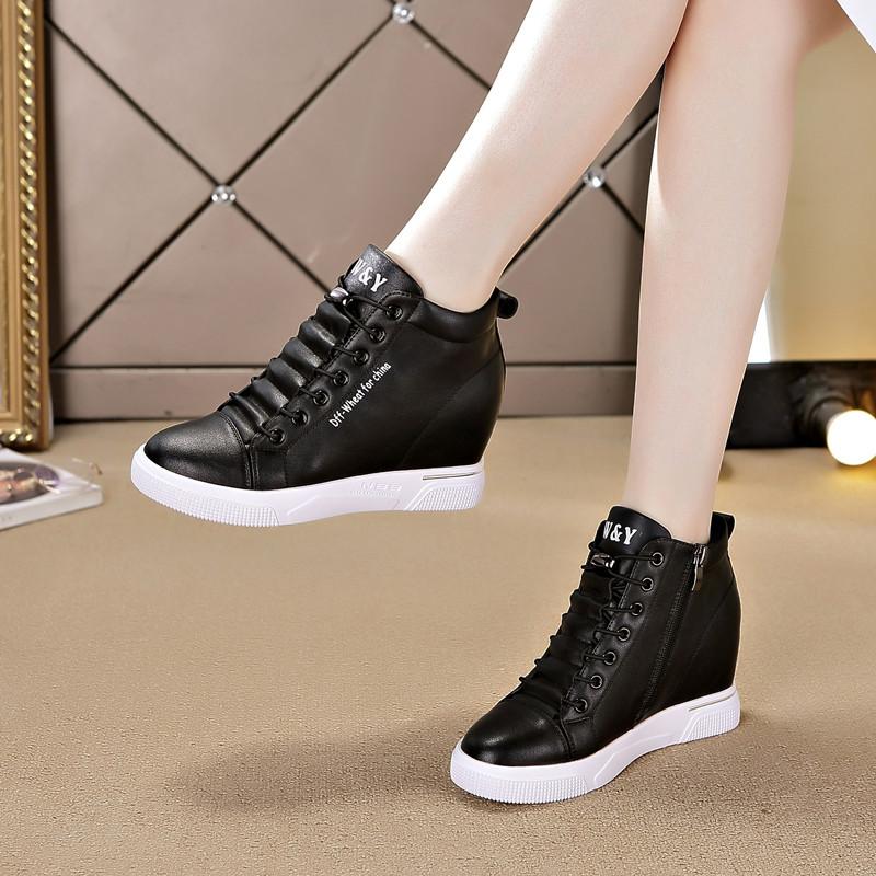 Netzschuhe Damen Innenhöherer Absatz Freizeitschuhe Keilabsatz Atmungsaktive Sportschuhe Elastische Reiseschuhe Einzelne Schuhe Frühling und Sommer