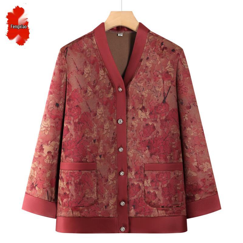 Elegant Plus Size Floral Print Cardigan Blouse 4XL