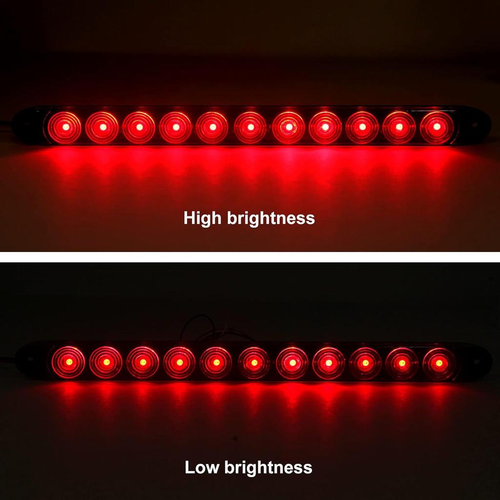 4Pcs 16 Inch Red 11 LED Trailer Tail Lights Bar Sealed Trailer Truck Car Stop Turn Tail Third 3rd Center Stop Brake Lights Bar Trailer Left Right