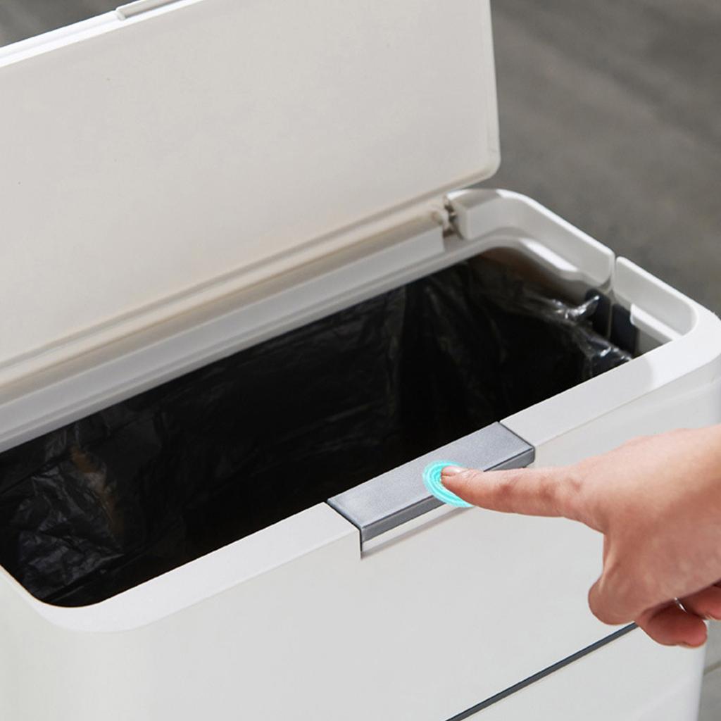 Bathroom Trash Bin with Toilet Brush Trash Can Automatic Packaging Garbage Bin with Press Top Lid for Kitchen Toilet