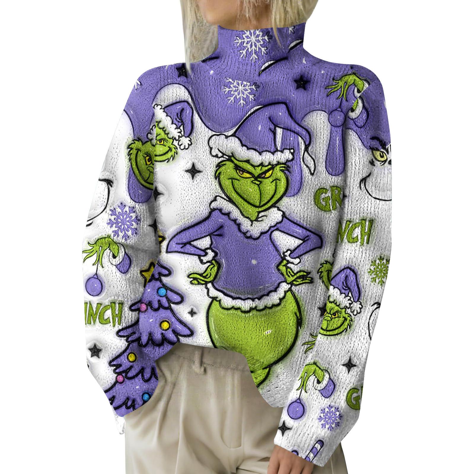 

Рождественские толстовки для женщин Вязаный свитер Милая рубашка Осенняя водолазка Пуловер Топы XL