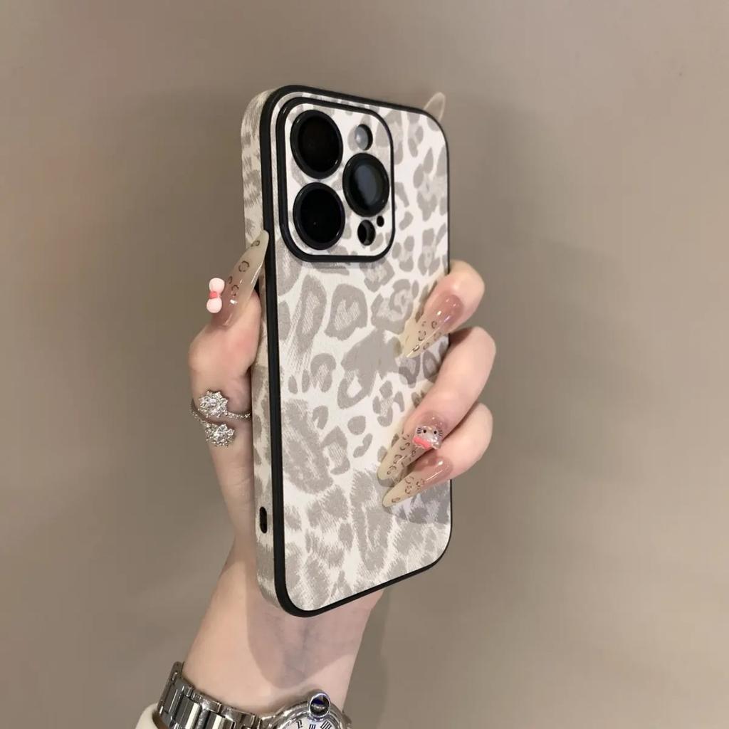 Leopard Print Leather Pattern Mobile Phone Case Suitable for IPhone 16 Protective Case 15promax Apple 15 with Lens Film